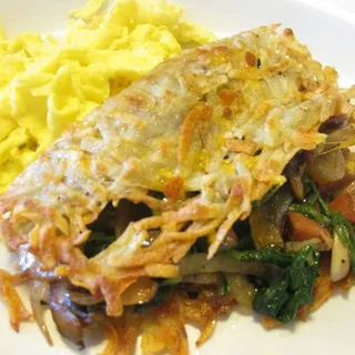 Spinach, Onions, Mushrooms And Hot Sausage