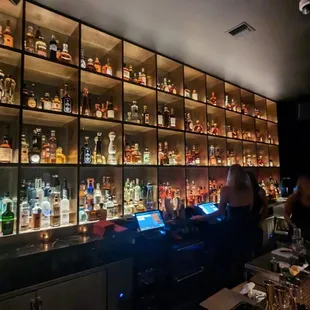 Gorgeous wall of golden liquor