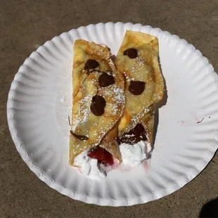 Combo crepe - Nutella, strawberries, powdered sugar &amp; whipped cream at Festival of the Arts 4/22/14