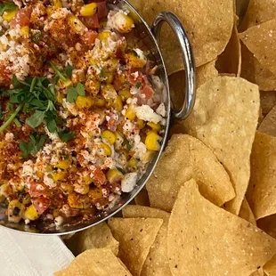 Elote dip and chips- great!