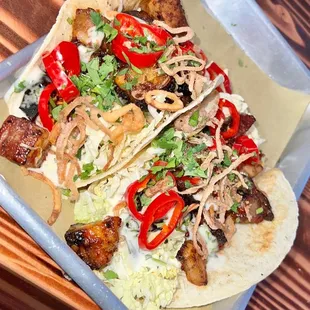 Pork belly tacos    @hybrideater