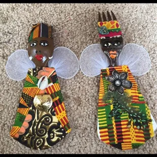 Afrocentric Fork and spoon angels......... magnets