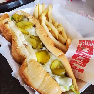 Cheese steak add lettuce, mayo, and pickles.
