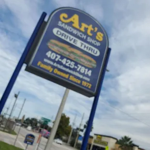 a sign for art&apos;s sandwich shop