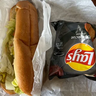 Grilled Chicken Sandwich with BBQ chips