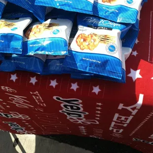 Stop by the Yelp table and check in for Pretzel Crisps!
