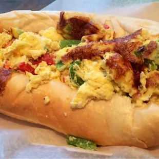 Egg and pepper sandwich. Perfect for Lent.