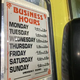 Business hours as of June 2024