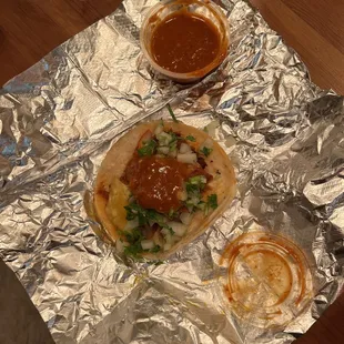 a taco and sauce