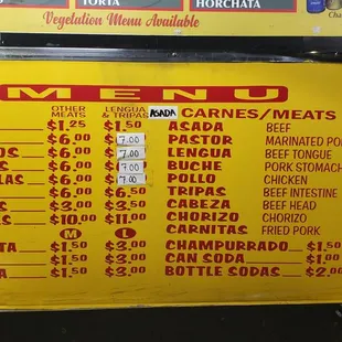 Updated menu