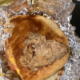 Huge meat piece found in my Torta with yellow nacho cheese