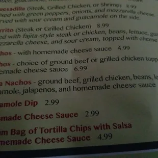 Mega Nachos. Note ingredients.