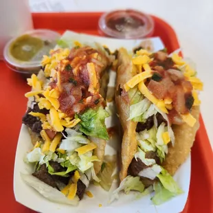 Puffy Tacos - Carne Asada and Ground Beef