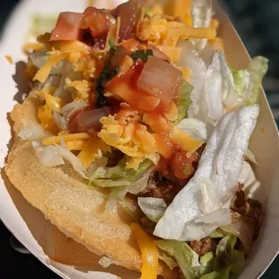 Puffy taco with ground beef