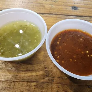 Red and green salsa