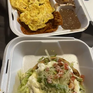 The chilaquiles had a hair in it and I didn&apos;t even eat this food , rice and beans are not home made taste anymore. The sope was ok