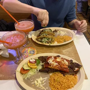 Carne A La Tampiquena and Steak Taco Dinner