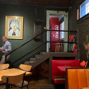 Stairs down to dining area