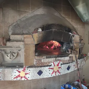 The wood fired oven is cool.