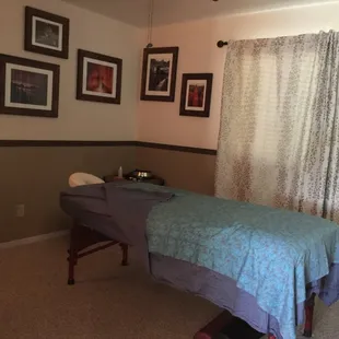 Private massage suite maintains a relaxing atmosphere.