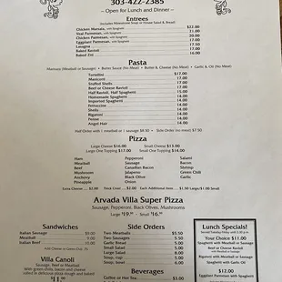 menu