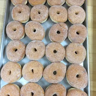 a tray of doughnuts