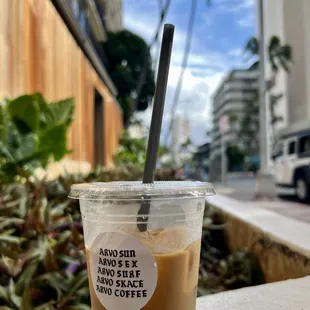 a cup of iced coffee