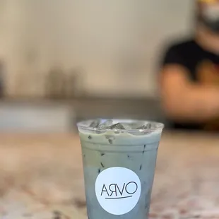 Charcoal Latte, comes with Vanilla Syrup.  Not too sweet! Definitely try it out ~