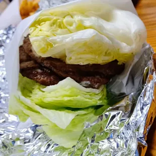Lettuce wrap double burger