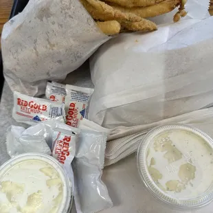 Eyes on the prize -zucchini fries -w/ ketchup and extra ranch