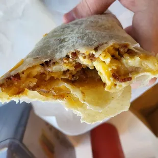 Crispy bacon in the burrito