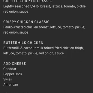 Menu (from website since there wasn't any physical menu)