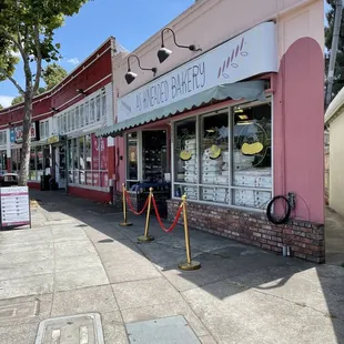 Outside of the bakery. Sometimes there's a long line!
