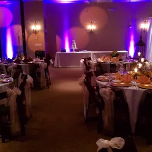 Ready to party, note the uplighting effects
