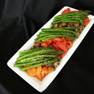 Roasted vegetable platter, perfect appetizer with Italian or Mediterranean meals.