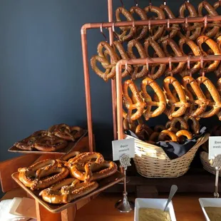Pretzel bar set up for a private reception