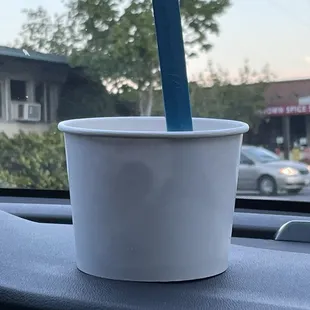 Frozen yogurt in the car