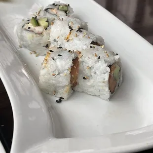 Spicy salmon with soggy rice