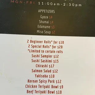 menu
