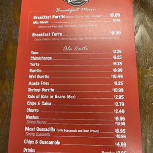 menu