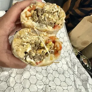 Steak breakfast burrito