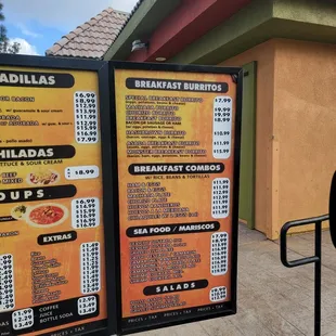 a menu for a mexican restaurant