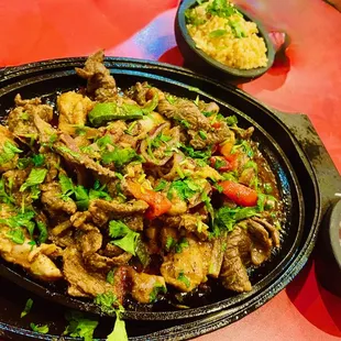 chicken and steak fajita