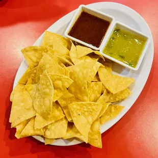 complimentary chips and salsas