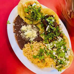 Taco Platter - Asada, shrimp, barbacoa