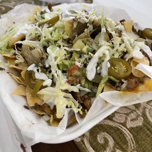 Nacho plate.  Look how full on top!  So good!