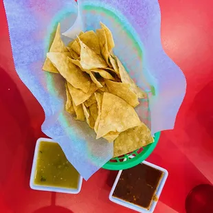 complimentary chips and salsas