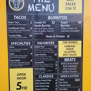 menu