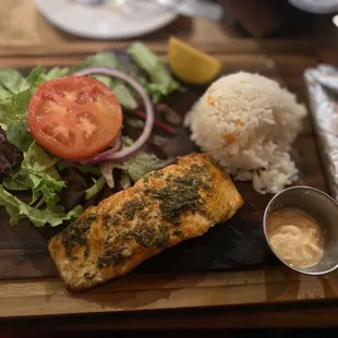 Salmon steak with chimichurri
