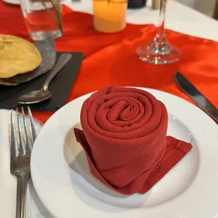 Beautiful red rose napkin